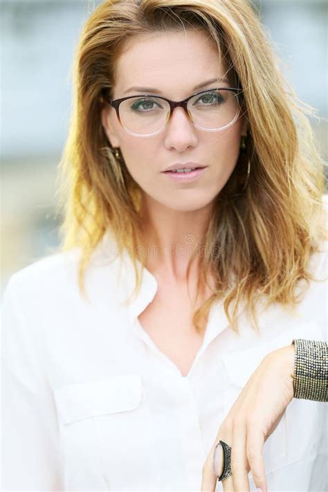 Portrait Of Mature Woman Wearing Eyeglasses Stock Image Image Of