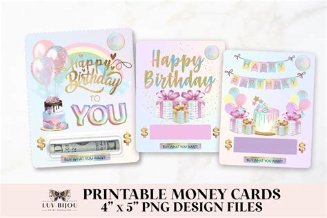 printable birthday money card holder money card bundle print etsy