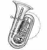 Tuba Drawing Drawings Tattoo Brass Euphonium Sousaphone Musical Daily Instruments Getdrawings Embroidery Designs Week Outline Tumblr sketch template