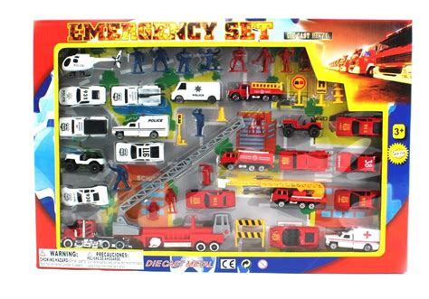 metro police force fire rescue emergency crew  piece mini toy diecast vehicle play set