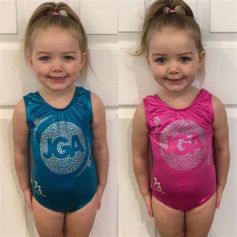 Girls Leotard Pink Blue Jamies Gymnastics Academy