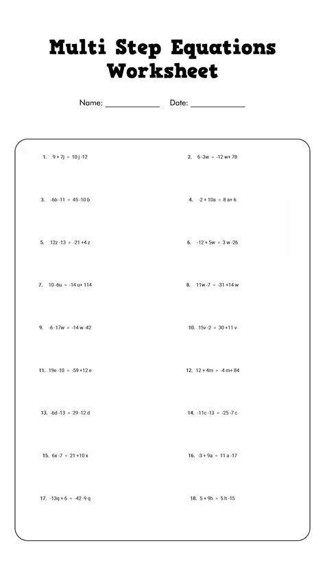 images  solve  step equations printable worksheet