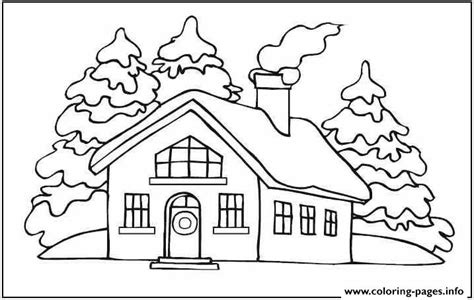 winter house  snowa coloring page printable