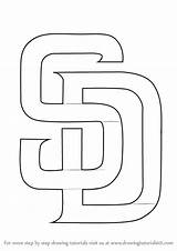 Padres Diego San Logo Draw Drawing Step Mlb Drawingtutorials101 Tutorials sketch template