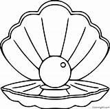 Scallop Coloring Pages Shell Drawing Easy Open Printable Color Choose Board sketch template