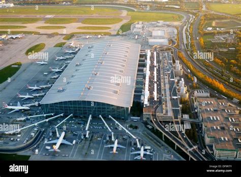 heathrow airport aerial view london uk england stock photo