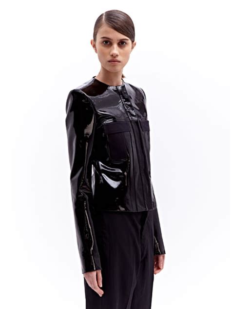 Lyst Paco Rabanne Womens Patent Leather Jacket In Black