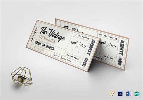 vintage event ticket design template  word psd pages publisher