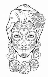 Coloring Dead Pages Skull Masks Sugar Adult Print Printable Halloween Girl Book Books Tattoos Googlesearch Illustration sketch template