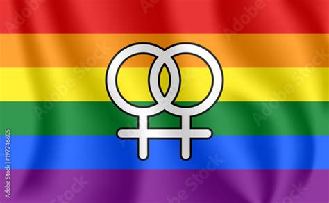 Gay Flag With Female Homosexuality Symbol Waving Flag Of Homosexuality