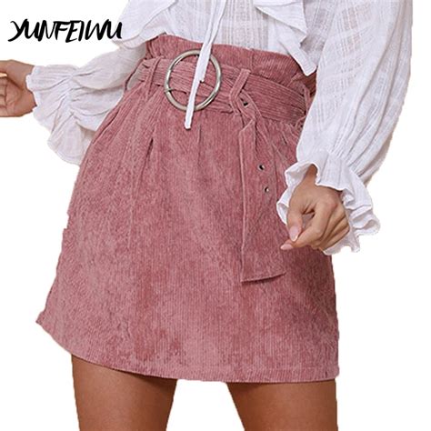 2019 Winter Autumn Corduroy Skirt Ladies Fashion High Waist Skirts