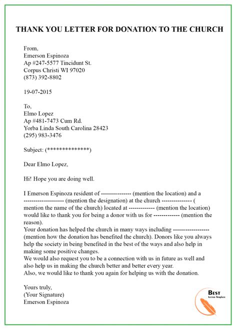 letter template  donation sample examples