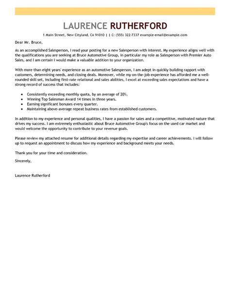 amazing automotive salesperson cover letter examples