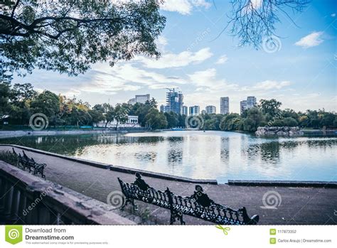 mexico september  mexico city buildings    chapultepec forests lake editorial