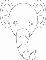 Elephant Coloring Mask Cute sketch template