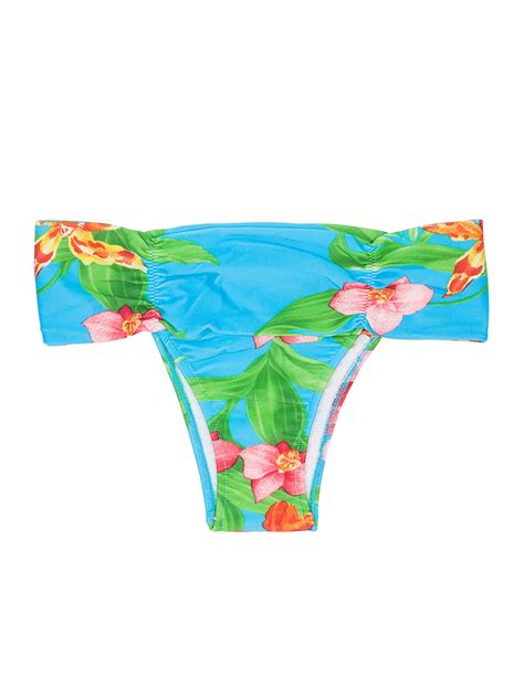 Wide Sided Brazilian Bikini Bottoms With Tropical Flowers Calcinha