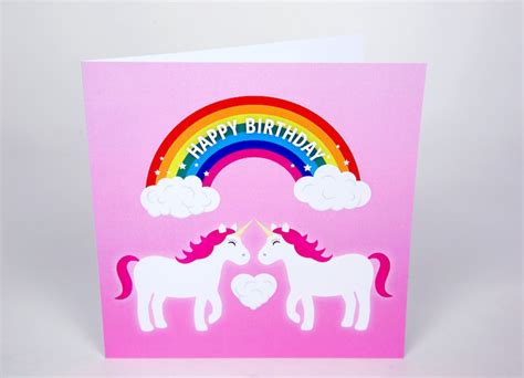 lesbian birthday card pink unicorn birthday card lesbian etsy