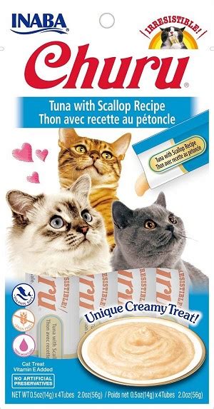 Inaba Churu Tuna With Scallop Lickable Cat Treat 0 5oz Tube Pack Of 4