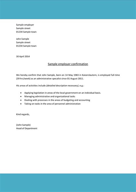 confirmation letter  employment templates  allbusinesstemplatescom