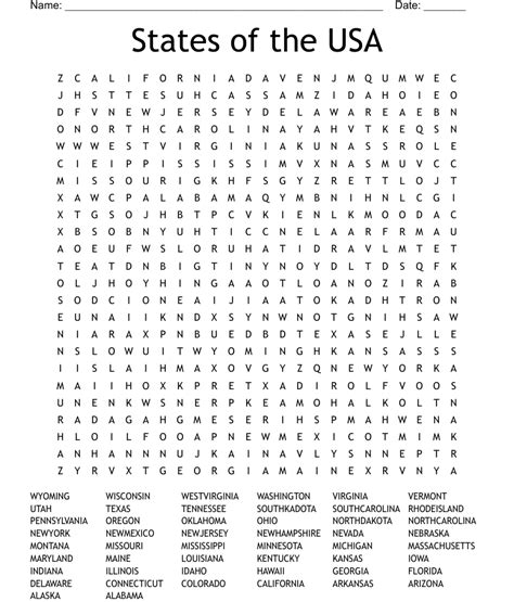 states   usa word search wordmint