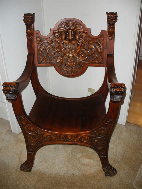 lion carved chair stomps burkhardt antique appraisal