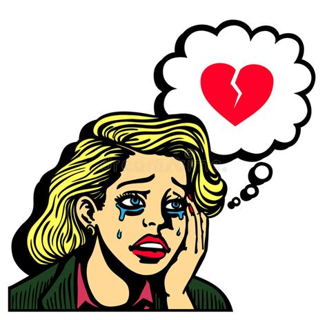 Retro Comic Book Pop Art Girl Crying Broken Hearted Vector