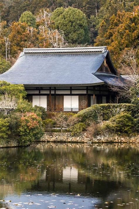 old japanese house and pond stock image image of pond