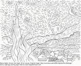Starry Night Coloring Pages Gogh Van Famous Vincent Drawing Kids Happyfamilyart Artist Template Adult Printable Paintings Artists Happy Family Sheets sketch template