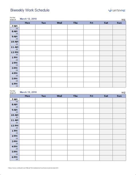 daily work schedule excel template