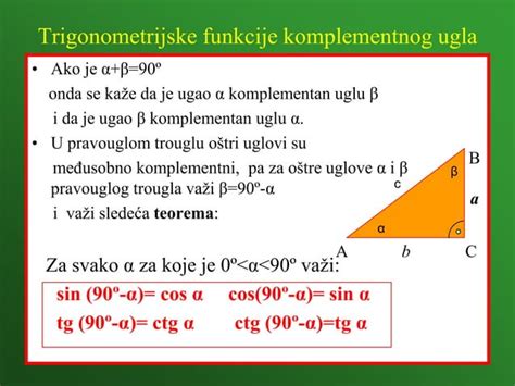 Trigonometrijske Funkcije Oštrog Ugla Pravouglog Trougla