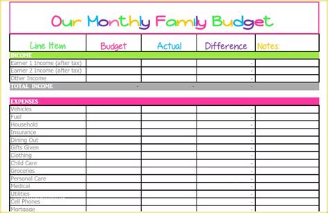 household budget template   monthly bud printable diy ideas
