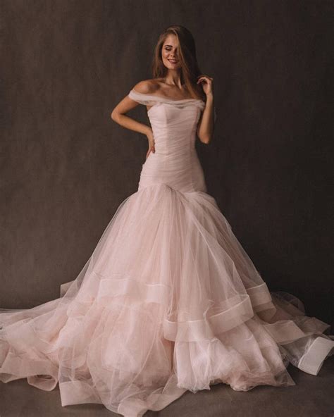unique pink wedding dress  ombre skirt   shoulder etsy