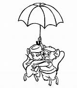 Umbrella Coloring Pages Bianca Rescuers Bernard Miss Wishenpoof Kids Mice Under Template Floating Using Printable sketch template