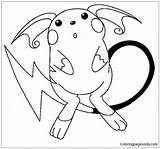 Pikachu Raichu Pages Coloring Color sketch template
