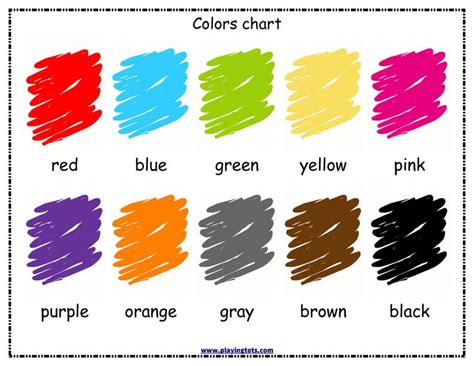 printable colors chart   toddler keywords  printable