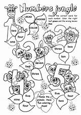 Numbers Jungle Worksheets Color Number Worksheet Coloring English Vocabulary Esl Animals Kids Green Worksheeto Preview Kindergarten Choose Via Eslprintables Math sketch template
