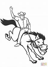 Coloring Rodeo Cowboy Riding Bucking Bronco Pages Bull Horse Bronc Printable Drawing Broncos Getdrawings Kid Toy Template Comments Supercoloring sketch template