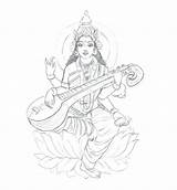 Saraswati Coloring Pages Goddess Drawings Lakshmi Tattoo Maa Getdrawings Drawing Line Tridevi Trinity Parvati Among Draw Know Getcolorings Step Painting sketch template