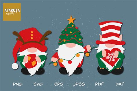 christmas gnomes clipart svg hygge gnomes  santa elf dress