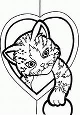 Coloring Cat Pages Cute Heart Colouring Sheets Kids Valentine Kittens Choose Board Cooloring Puppy Girls sketch template