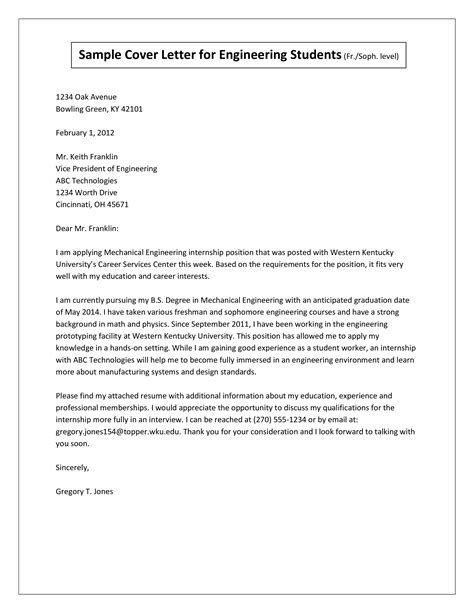 fresh graduate engineer cover letter templates