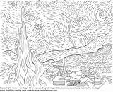 Starry Gogh Sternennacht Malvorlage Colorir Vincent Sonnenblumen Colouring Colorare Noite Estrelada Malvorlagen Ausmalen Disegni Coloringhome sketch template