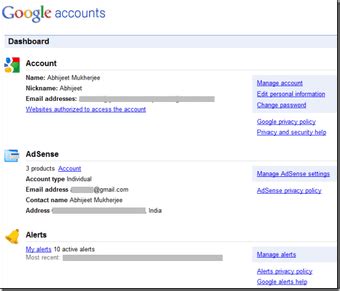 check   google account related information  google dashboard