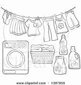 Laundry Line Clothes Washing Machine Lineart Drying Detergent Basket Clipart Air Illustration Clothesline Royalty Coloring Visekart Vector Pages Clip Template sketch template