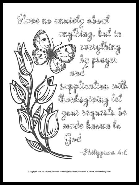 printable bible verse coloring page   anxiety  art kit