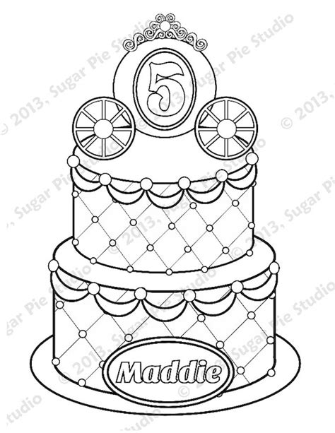 personalized printable birthday cake princess carriage party favor