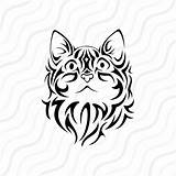 Cat Svg Tribal Face Etsy Cut Animal Silhouette Drawings Animals Vector Eyes Head Silhouettes Drawing Owl sketch template