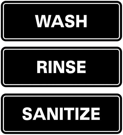 quality standard wash rinse sanitize sign  pack  bay sink