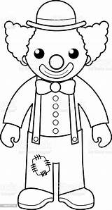 Clown Coloring Kids Circus Outline Vector Illustration sketch template