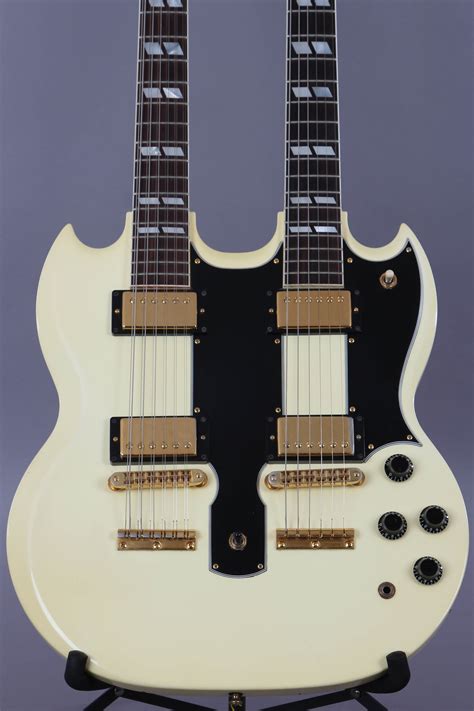 gibson eds  sg double neck electric guitar alpine white guitar chimp